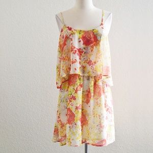 Yellow, Orange, and Red Flutter Tank Dress Size M